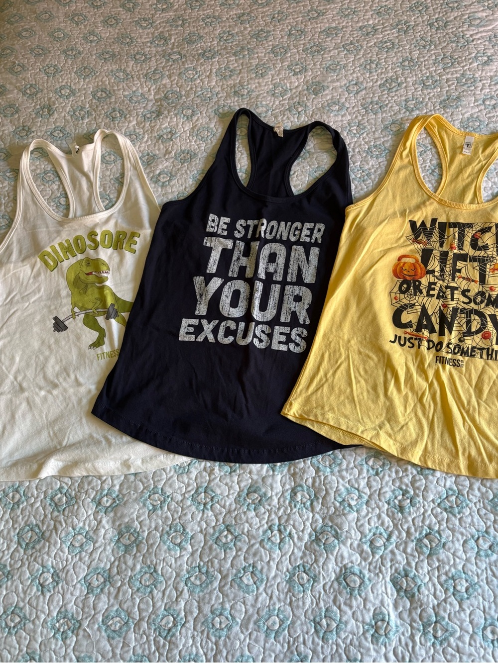 3 Piece XL Racerback Workout Tank Bundle | Graphic Gym Tops